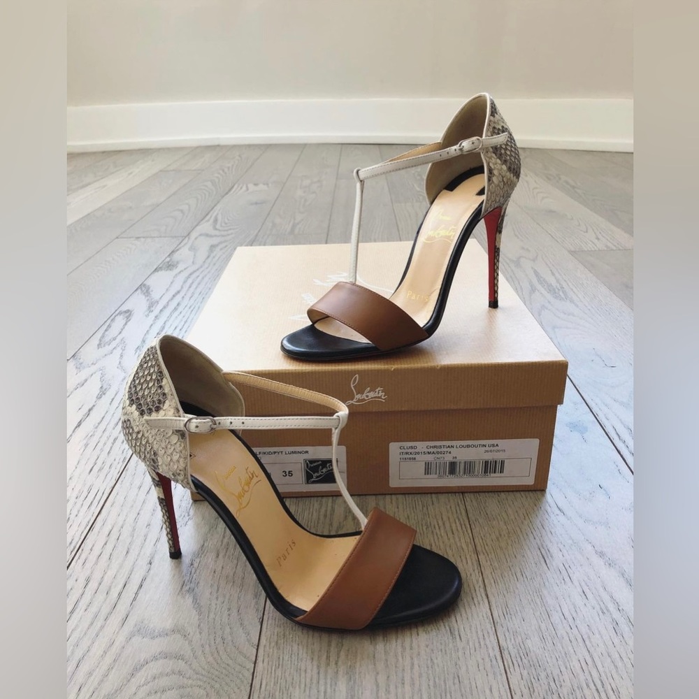 Christian Louboutin True Blue Python Sandals Size… - image 2